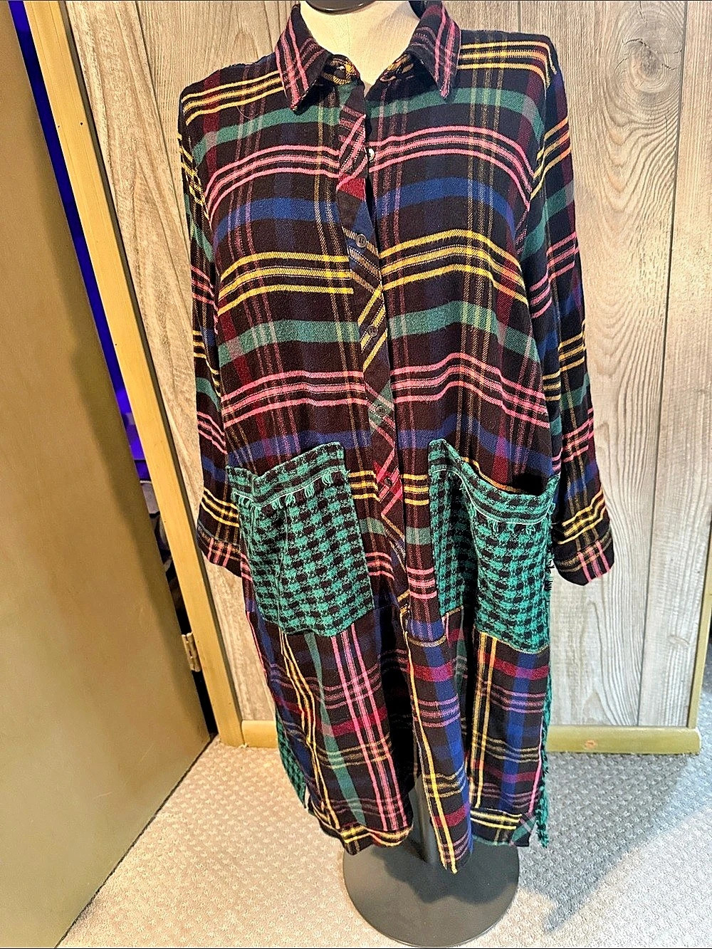 Seams by Sarah Multicolor Plaid Coat Like New